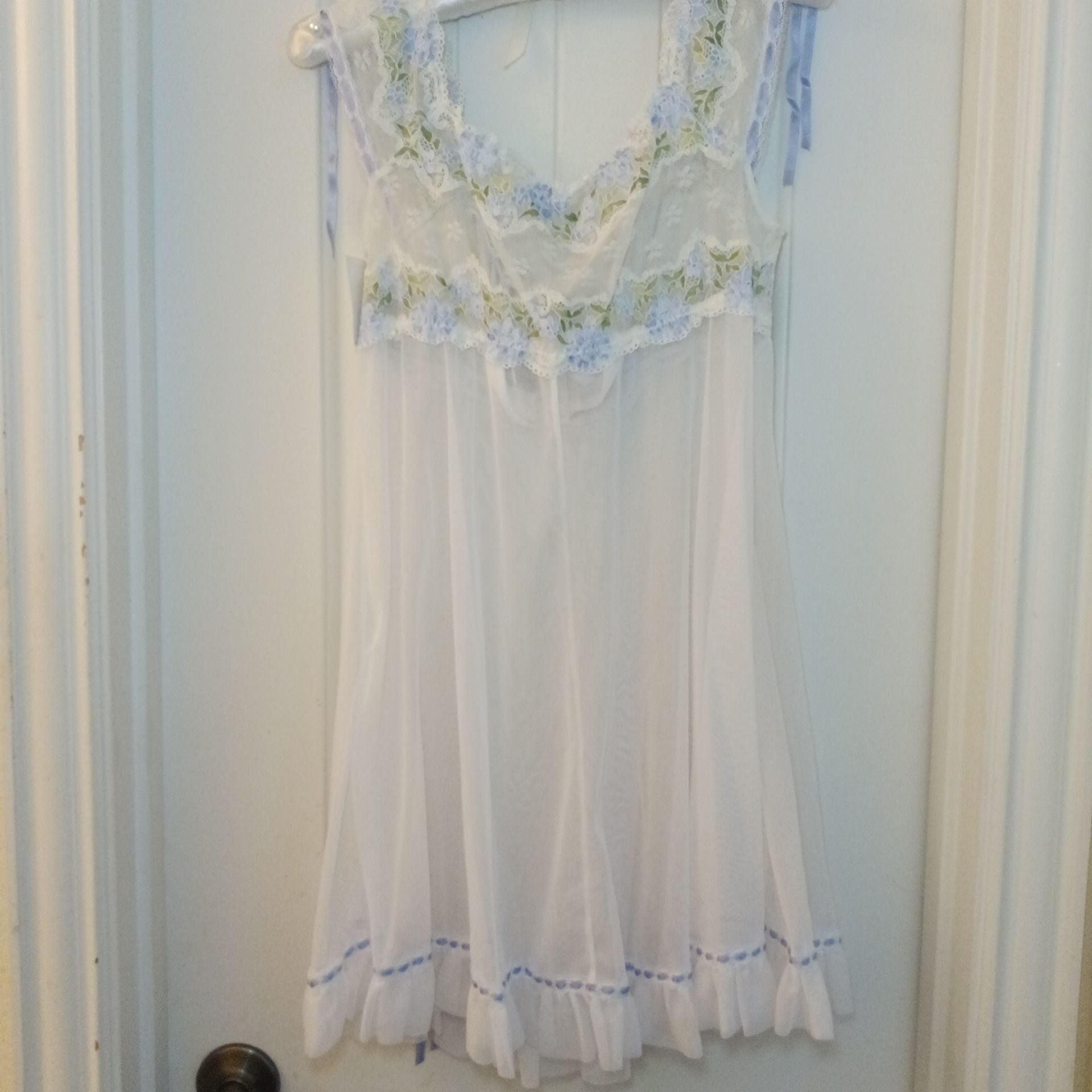 Private Luxuries Vintage Floral Lace Chemise Nightgown Size L 7