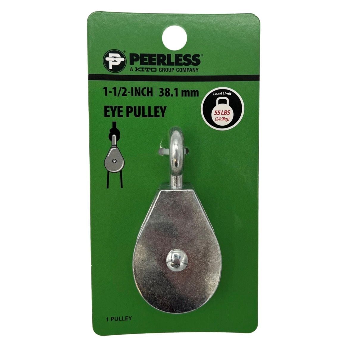 Peerless 1-1/2-Inch Eye Pulley 55 Lbs Load Limit 1