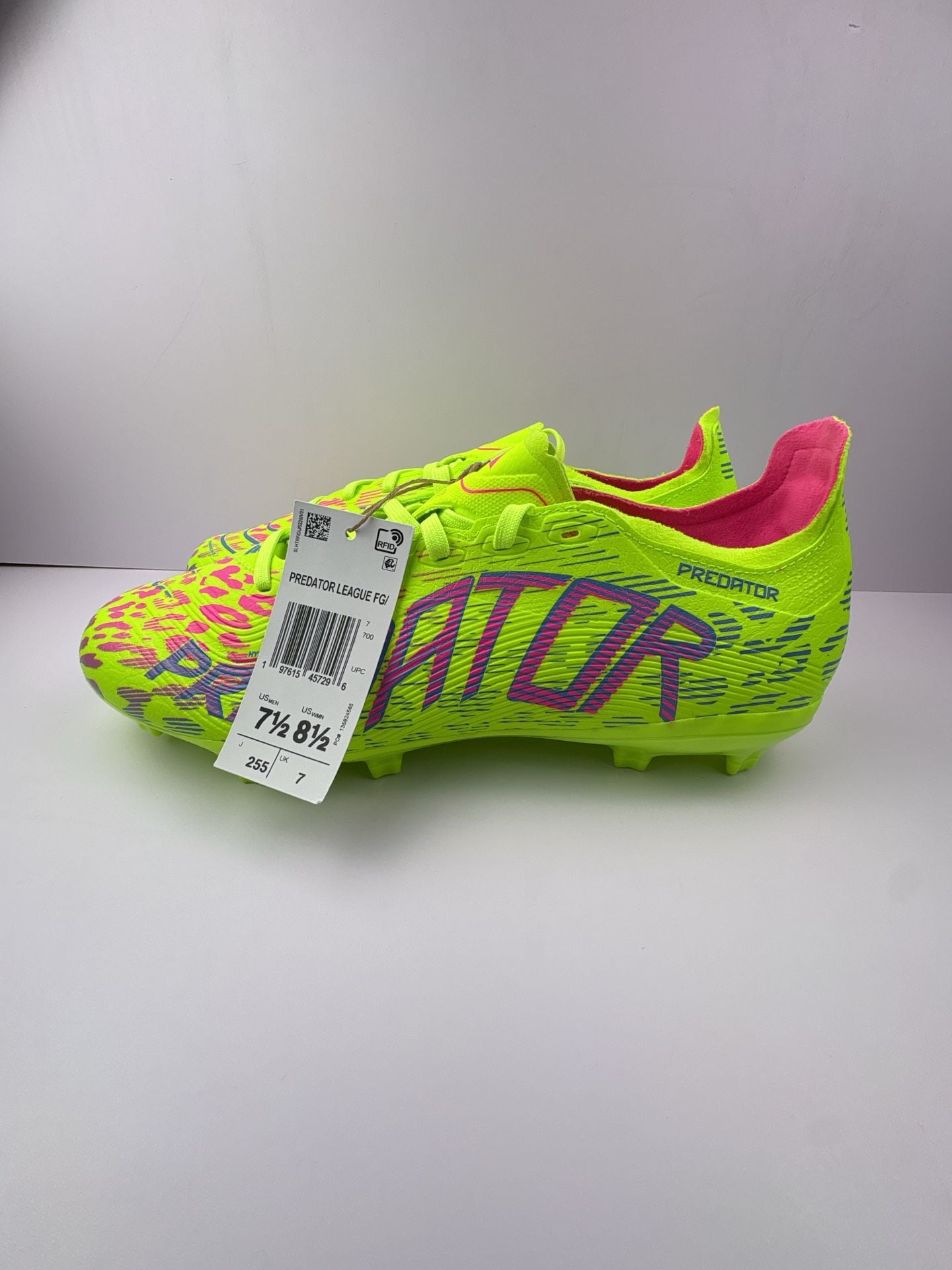 Adidas Predator League FG Soccer Cleats Solar Yellow/Black/Pink Size 7.5 2