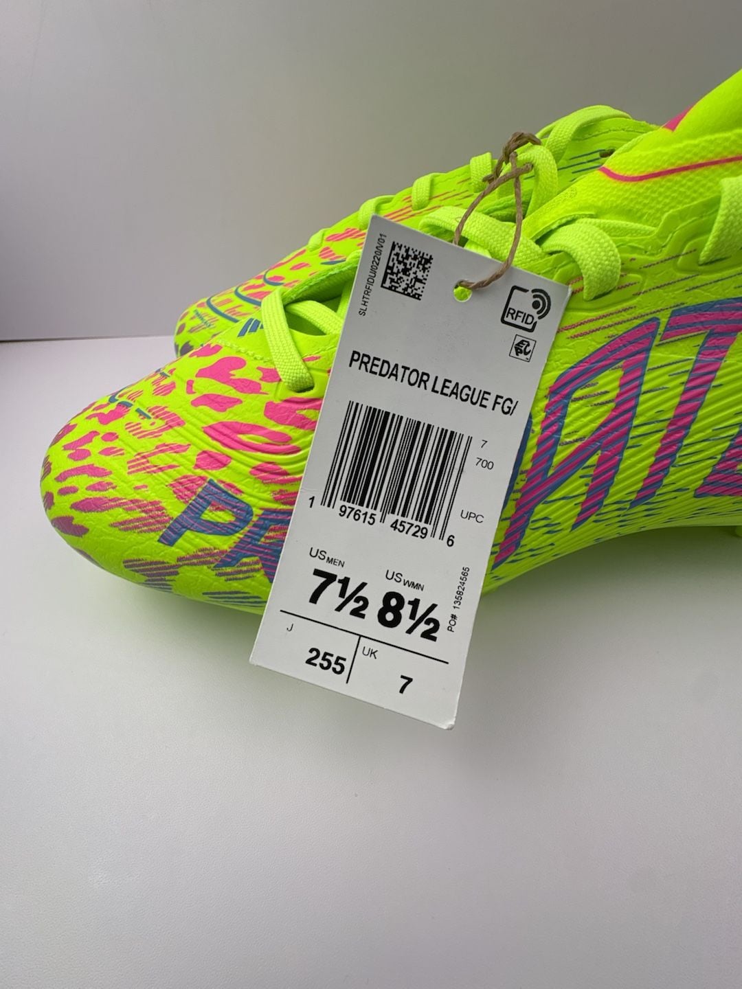 Adidas Predator League FG Soccer Cleats Solar Yellow/Black/Pink Size 7.5 8