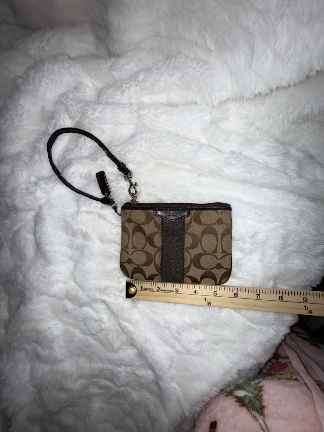 Coach Signature C Canvas and Leather Wristlet Pouch 2