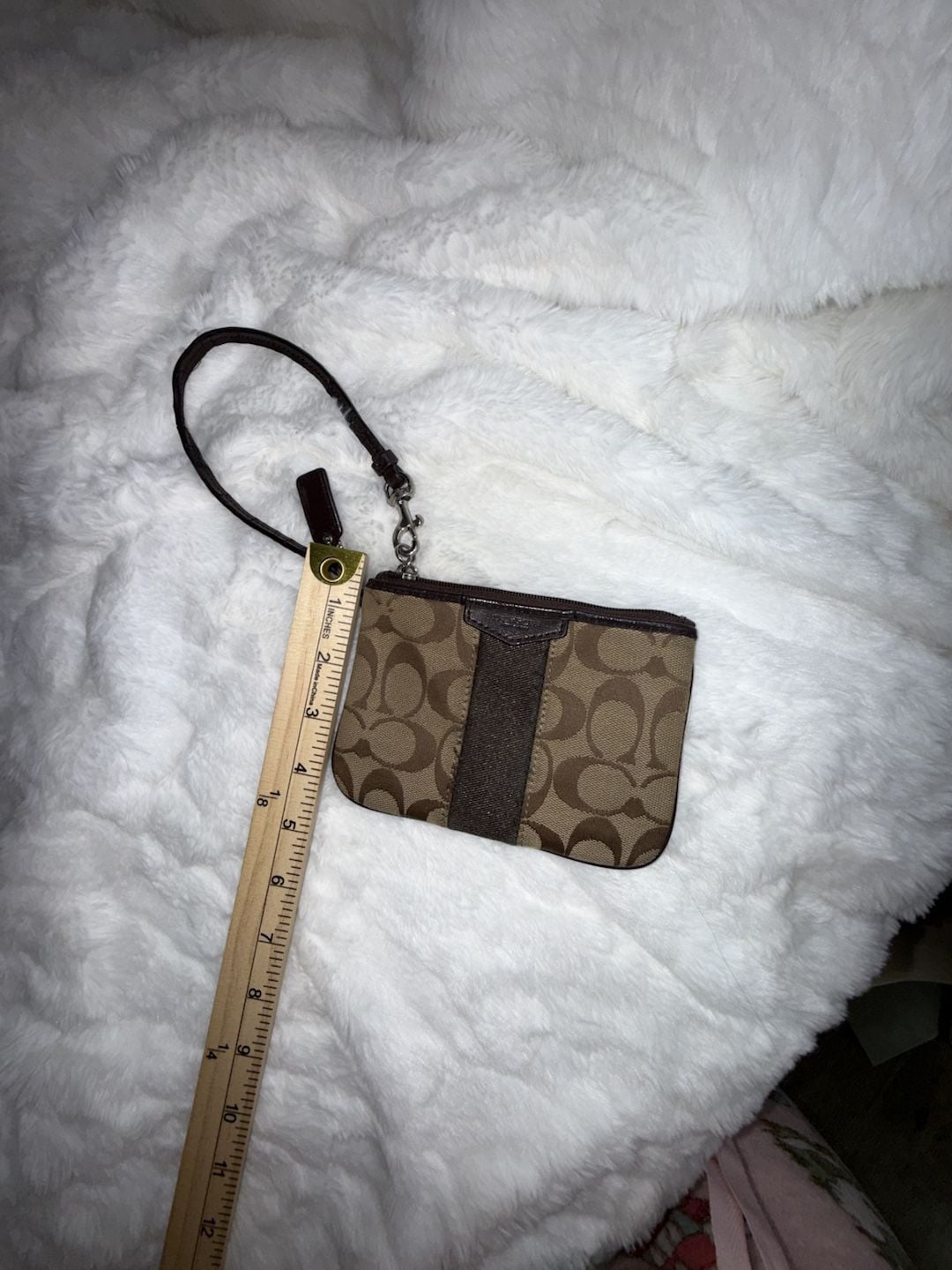 Coach Signature C Canvas and Leather Wristlet Pouch 3