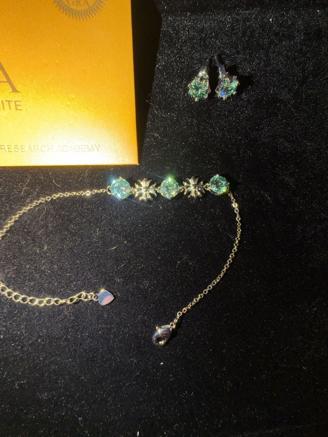GRA Certified aquamarine Moissanite Jewelry Set with Bracelet and Earrings 3