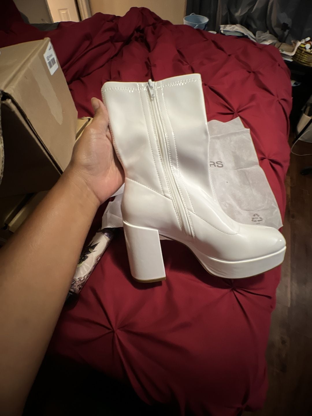 Dream Pairs Women's High Chunky Block Heel Mid Calf Boots Platform Square 4