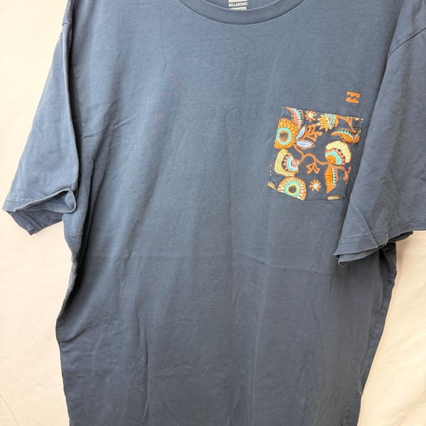 Billabong Premium Tee Navy Blue Floral Pocket T-Shirt XX-Large