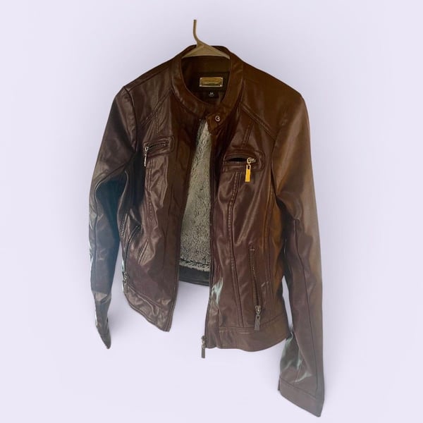 JouJou Burgundy Pleather Vegan Leather Jacket