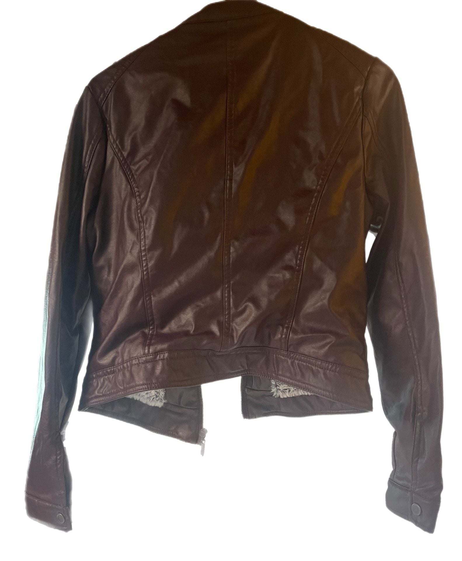 JouJou Burgundy Pleather Vegan Leather Jacket 3