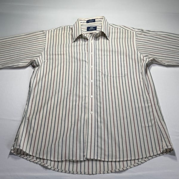 Stafford Wrinkle-Free Oxford Striped Long Sleeve Button Down Shirt