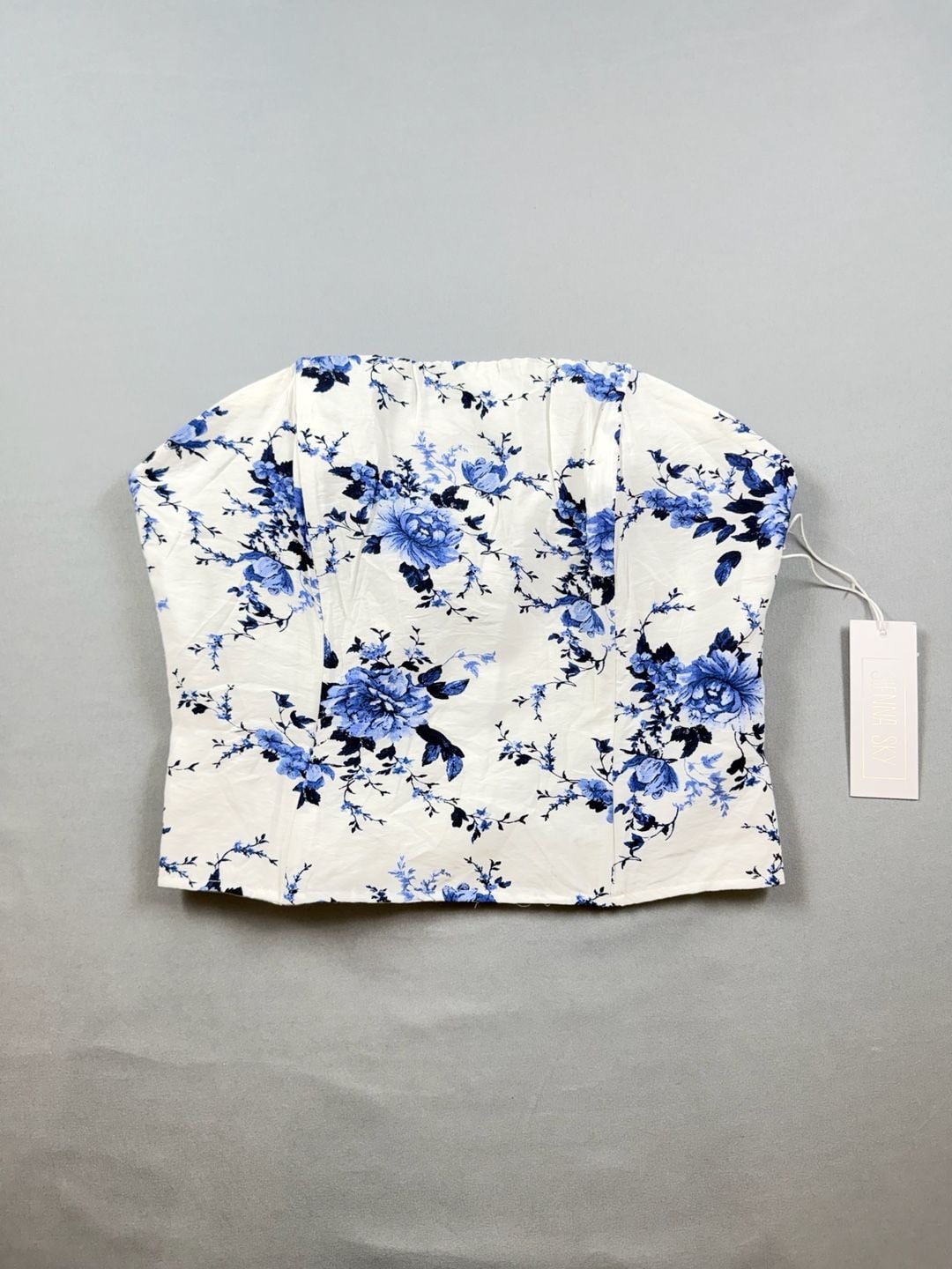 Sienna Sky Blue Floral Strapless Corset Top Size L 3