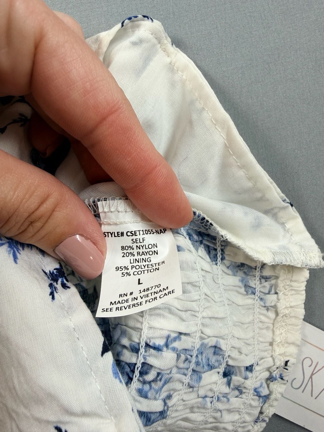 Sienna Sky Blue Floral Strapless Corset Top Size L 5