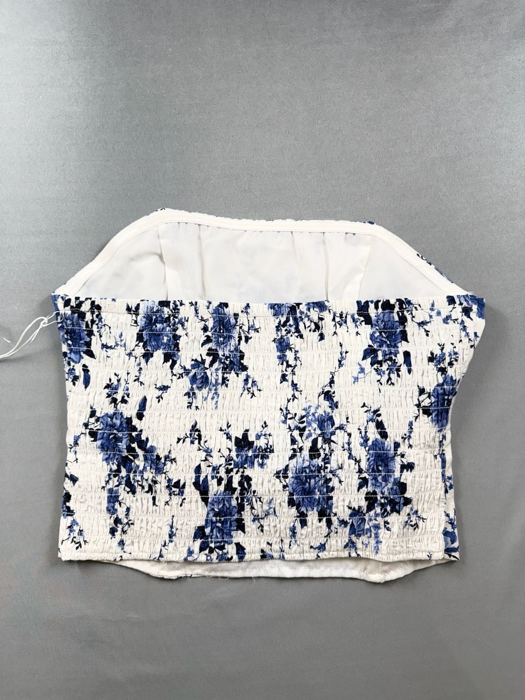 Sienna Sky Blue Floral Strapless Corset Top Size L 8