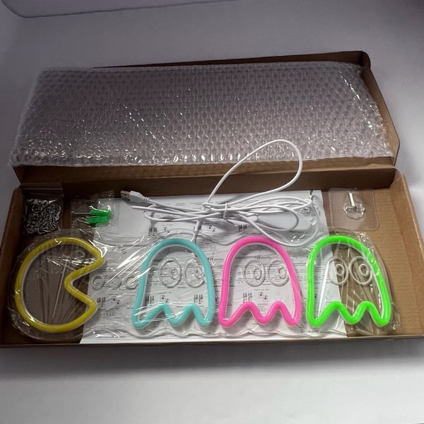 Pac-Man and Ghosts LED Neon Wall Sign USB Powered