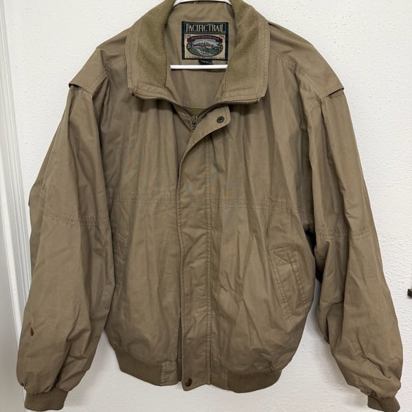 Pacific Trail Vintage Canvas Bomber Jacket Tan Size XL
