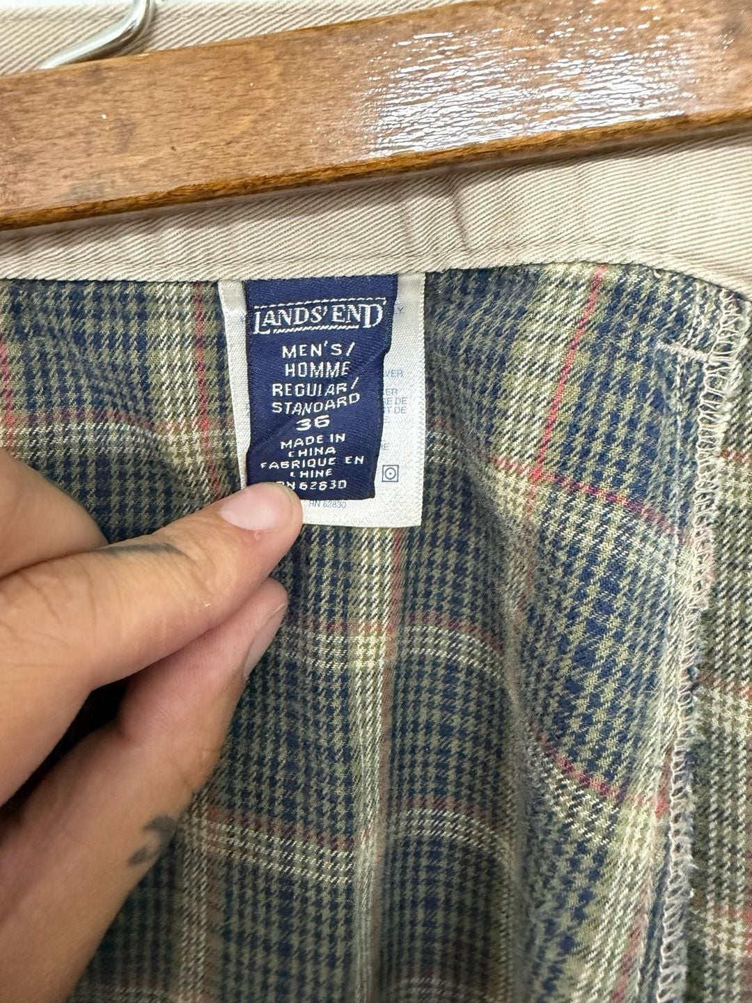 Lands' End Men's Regular Standard Khaki Chino Pants Size 36 4