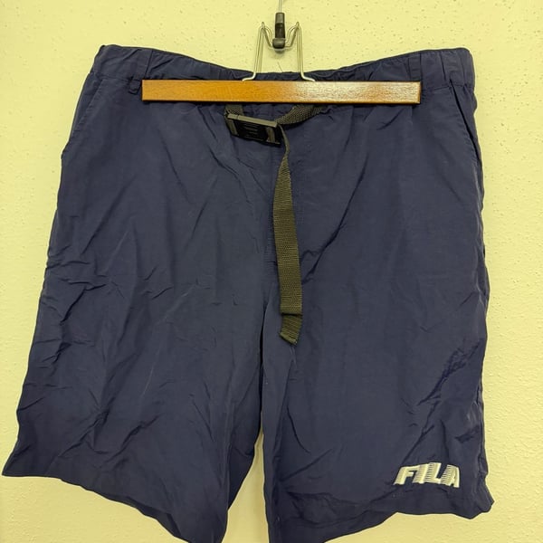 Fila Nylon Belted Athletic Shorts Navy Blue Size XL