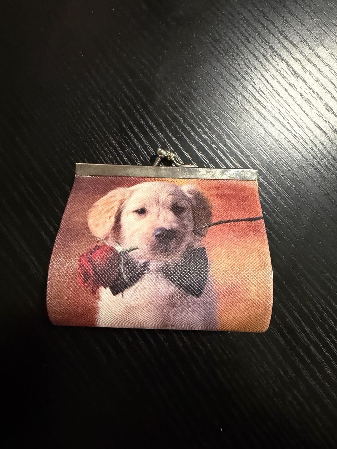 Vintage Golden Retriever Puppy with Rose Squeeze Coin Purse 2