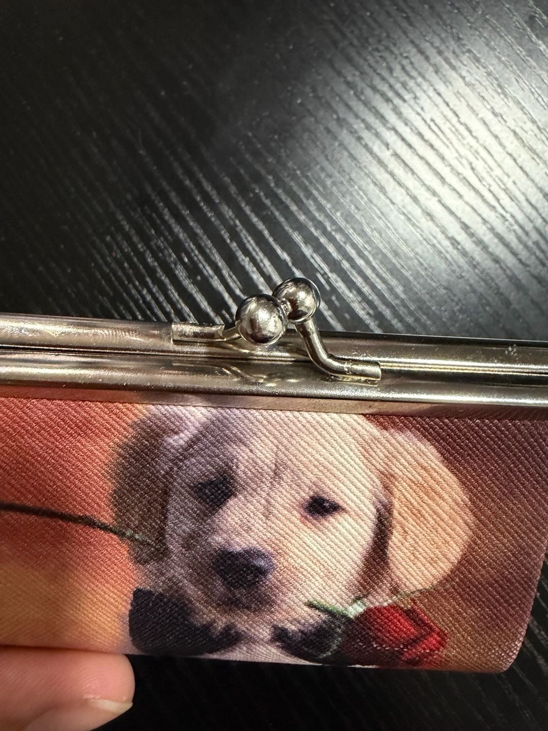 Vintage Golden Retriever Puppy with Rose Squeeze Coin Purse 3