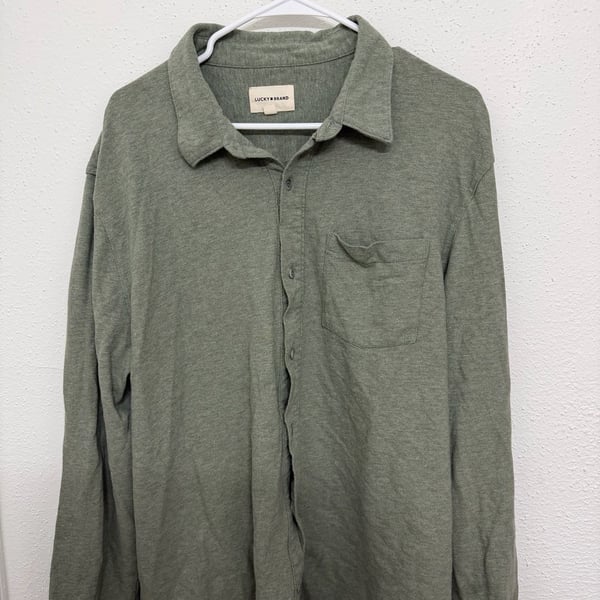 Lucky Brand Long Sleeve Button Down Shirt Olive Green