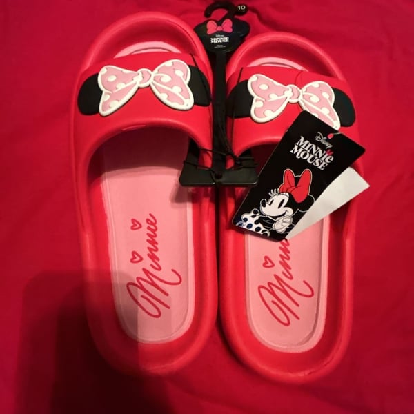 Disney Minnie Mouse Women's Slide Sandals Red Size 10