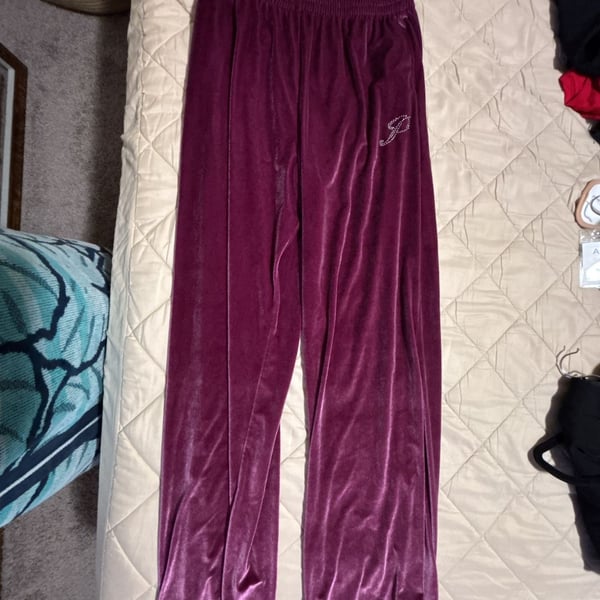 Victoria's Secret PINK Velour Rhinestone Logo Lounge Pants Size M