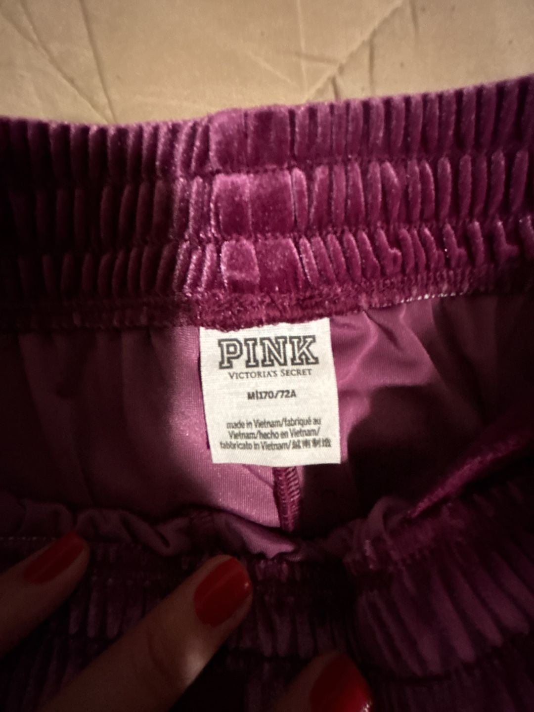 Victoria's Secret PINK Velour Rhinestone Logo Lounge Pants Size M 3