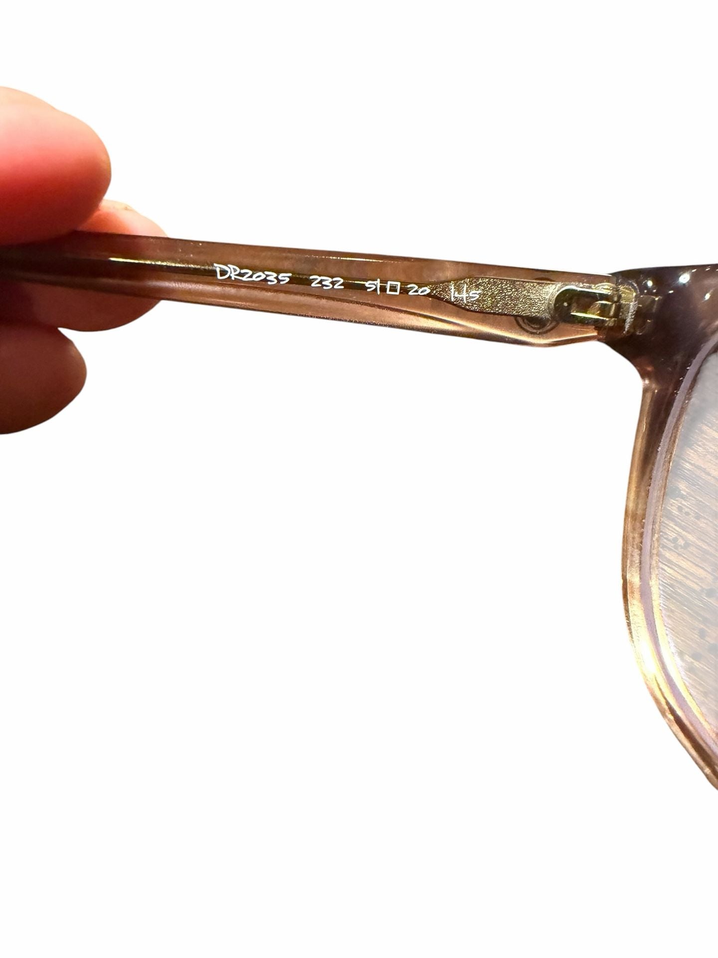 Dragon DR2035 51-20-145 Eyeglasses Frames Clear Translucent brown acetate frame with gold-tone accents 4
