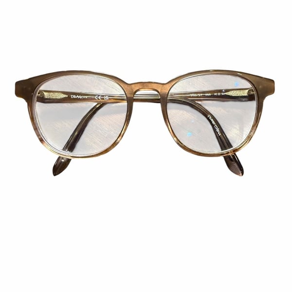 Dragon DR2035 51-20-145 Eyeglasses Frames Clear Translucent brown acetate frame with gold-tone accents