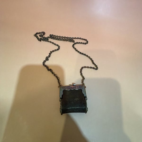 Vintage Whiting & Davis Miniature Mesh Purse Necklace
