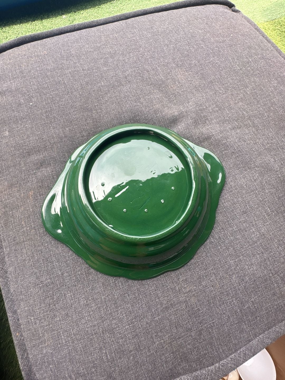 Vintage Forest Green Ceramic Pitcher and Underplate Set 2