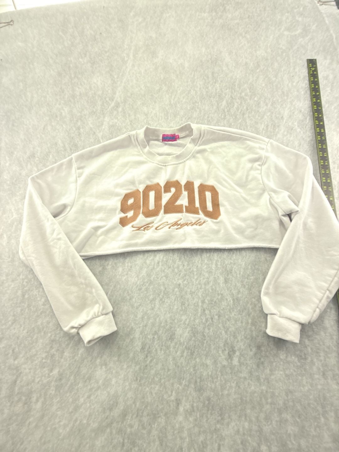 Edikted 90210 Los Angeles Cropped Sweatshirt White Size S 2