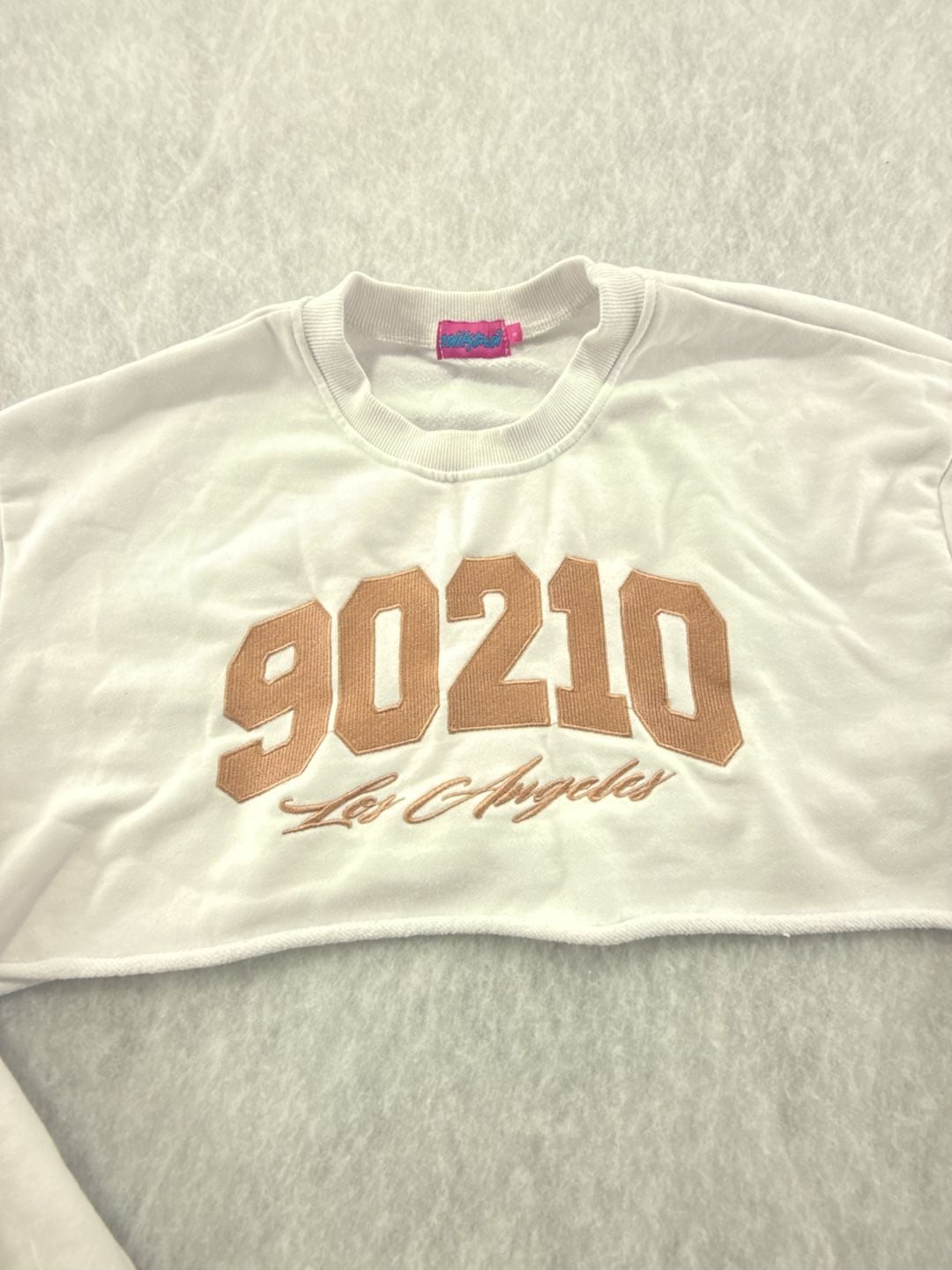 Edikted 90210 Los Angeles Cropped Sweatshirt White Size S 3