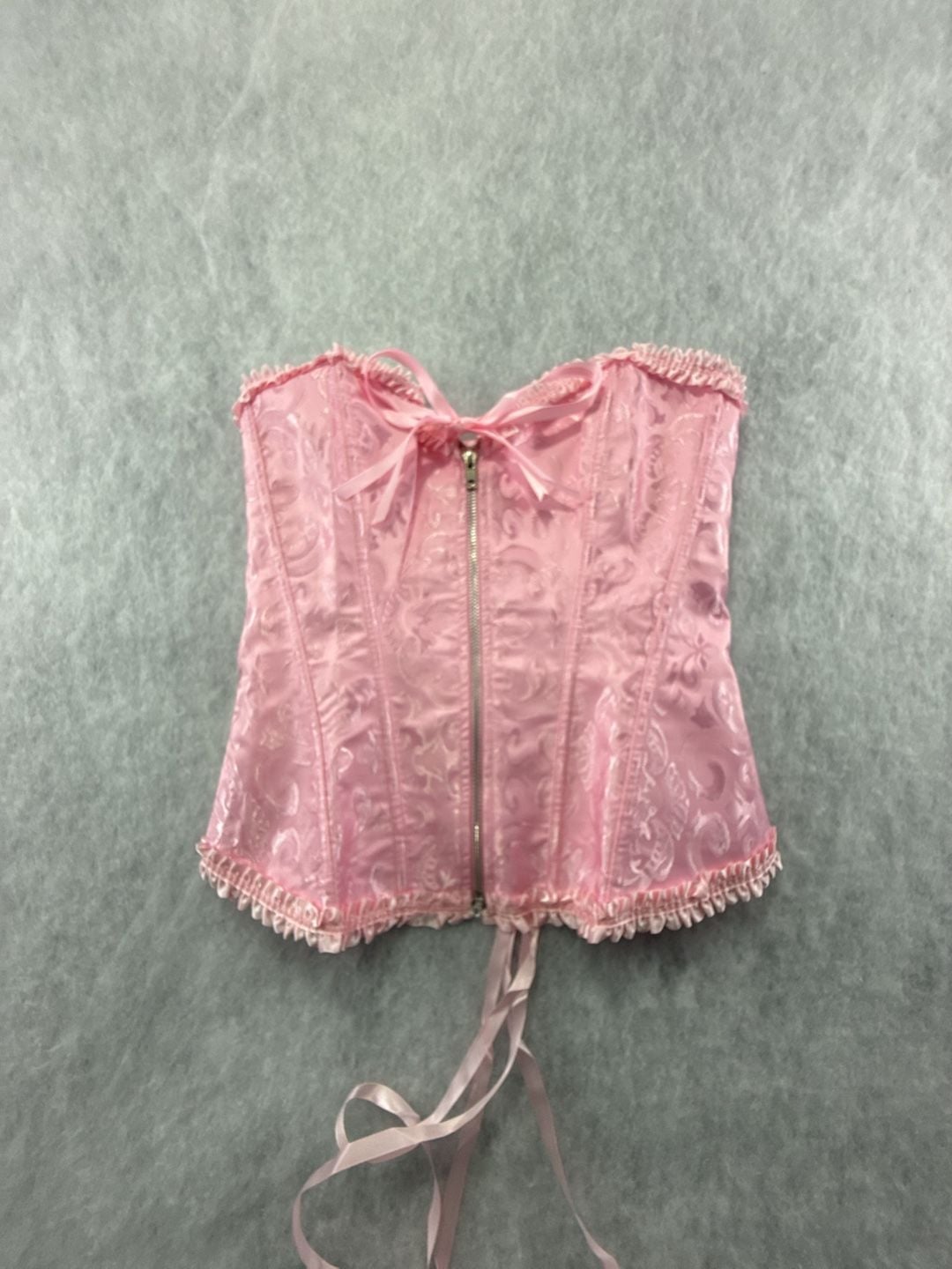 Womens Pink Brocade Corset Top Size M Cosplay Renaissance Fair Sexy 2