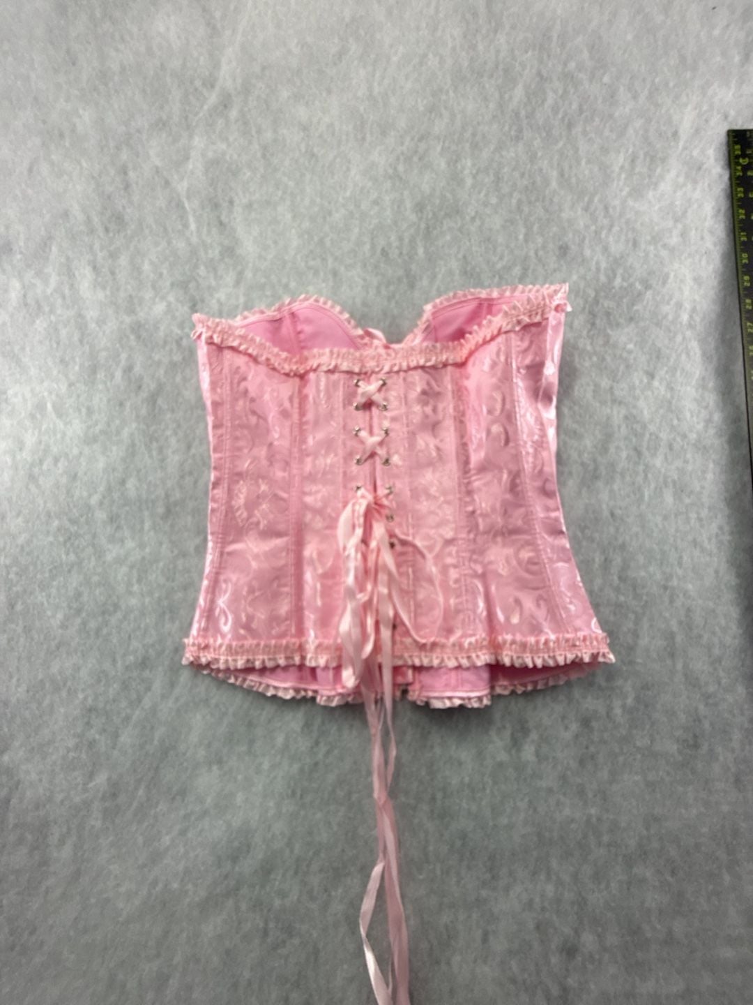 Womens Pink Brocade Corset Top Size M Cosplay Renaissance Fair Sexy 5