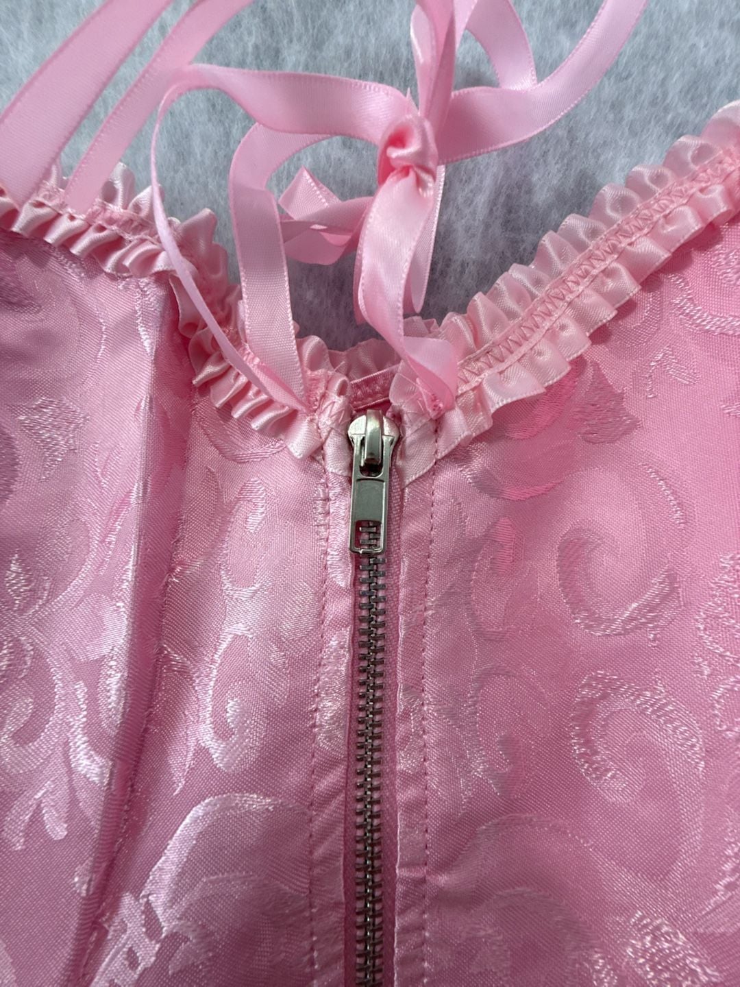 Womens Pink Brocade Corset Top Size M Cosplay Renaissance Fair Sexy 7