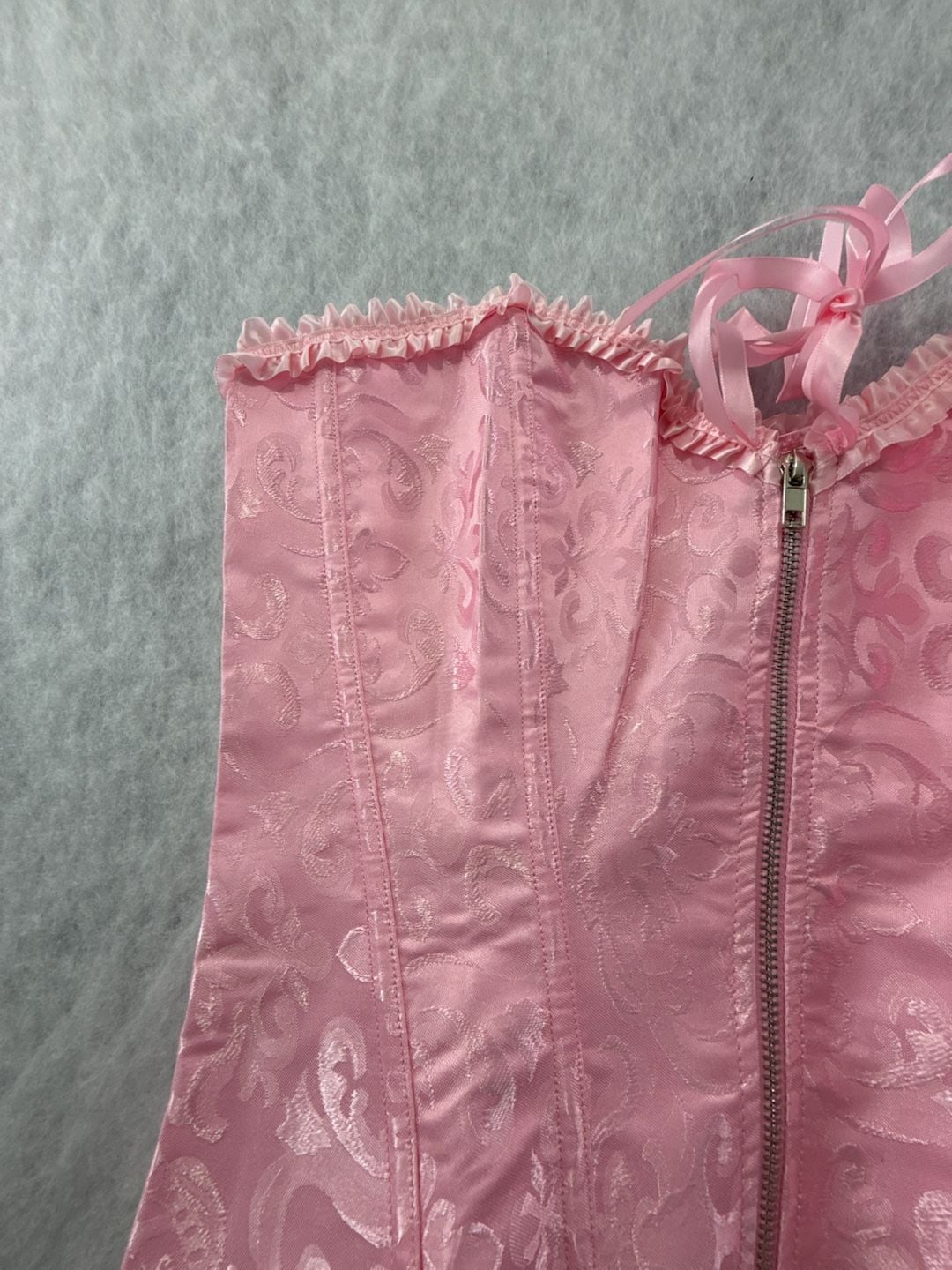 Womens Pink Brocade Corset Top Size M Cosplay Renaissance Fair Sexy 8