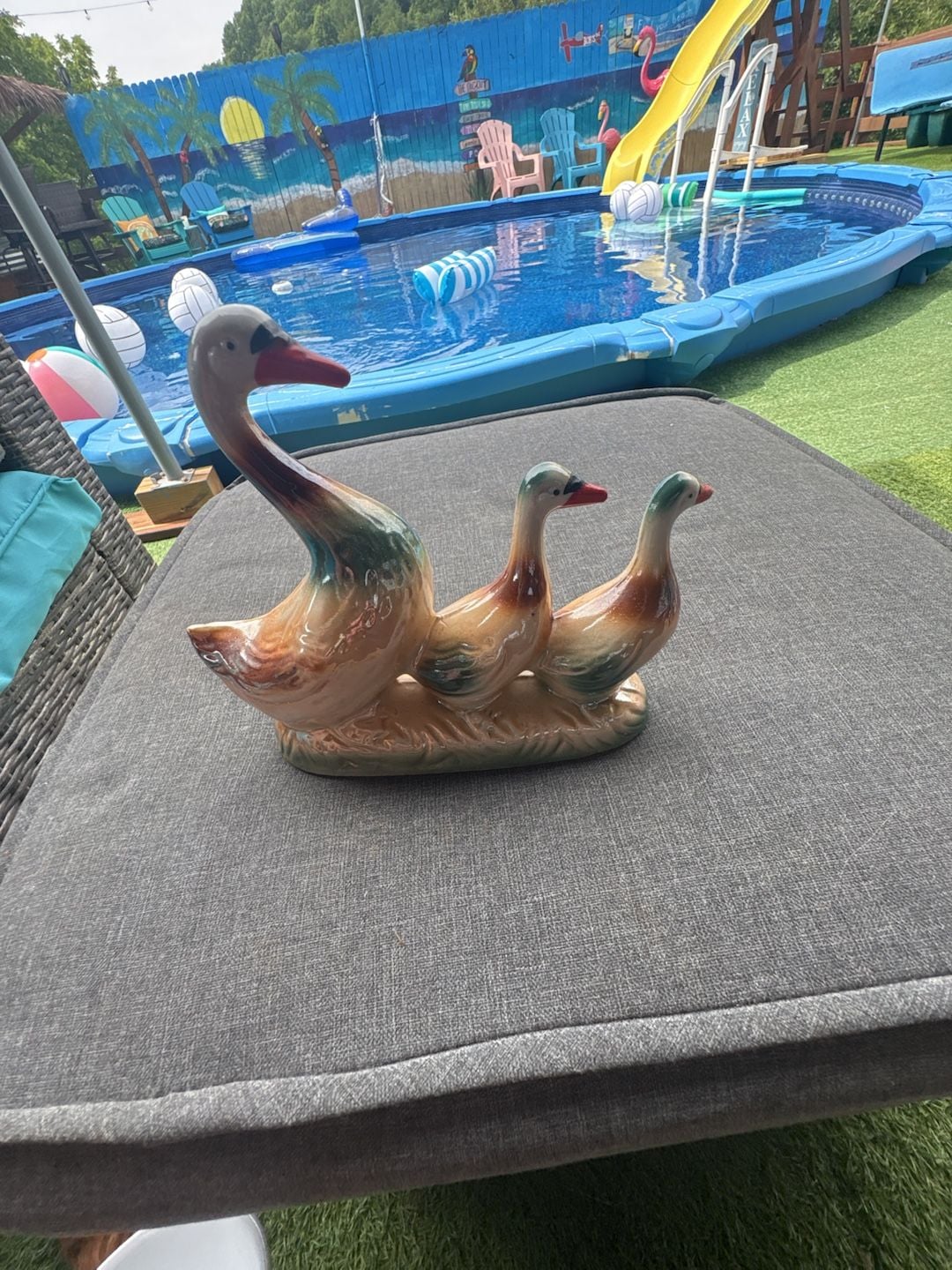 Vintage Ceramic Goose Family Figurine Made in Brazil 1