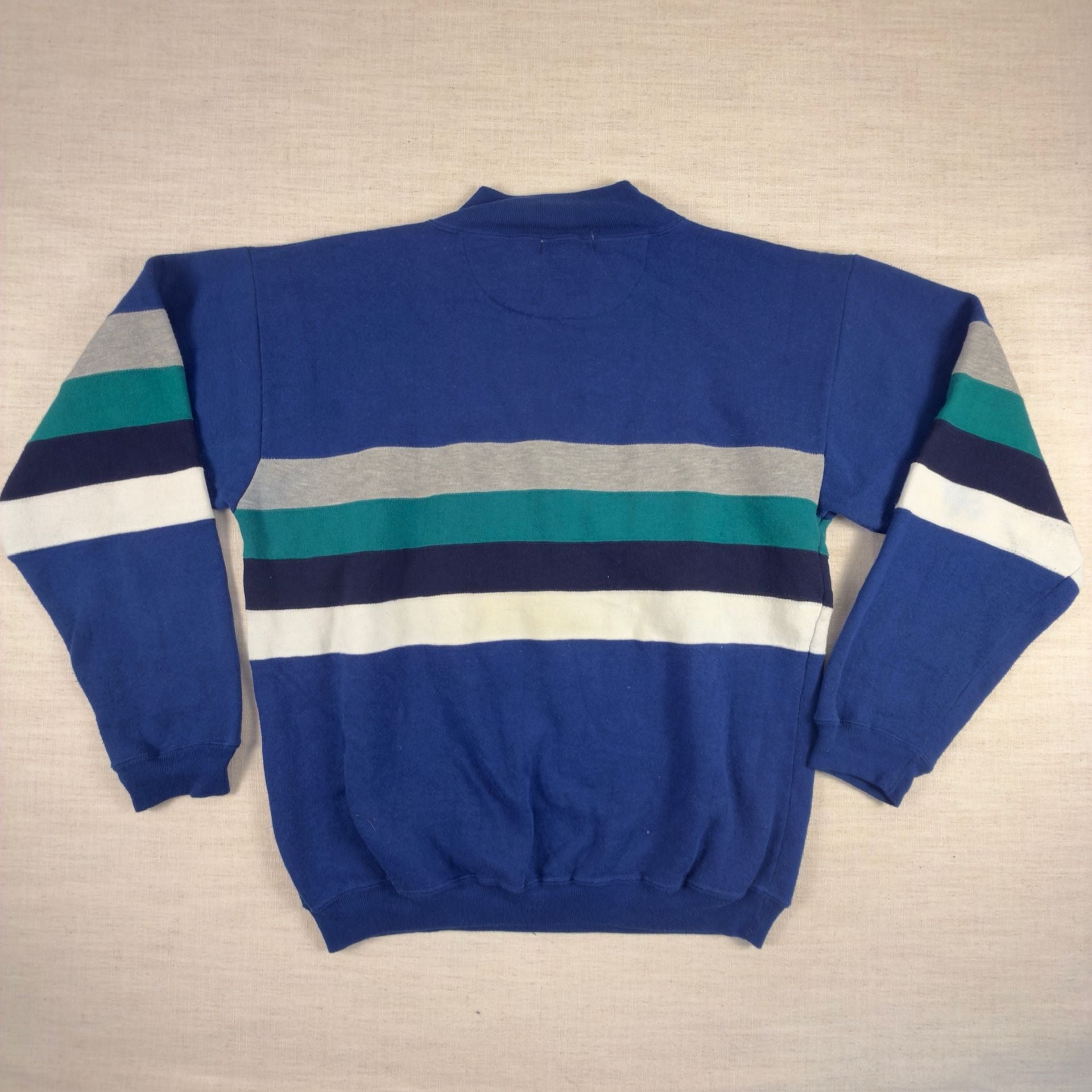 Vintage The Apparel Zone Mock Neck Striped Sweatshirt Size L 7