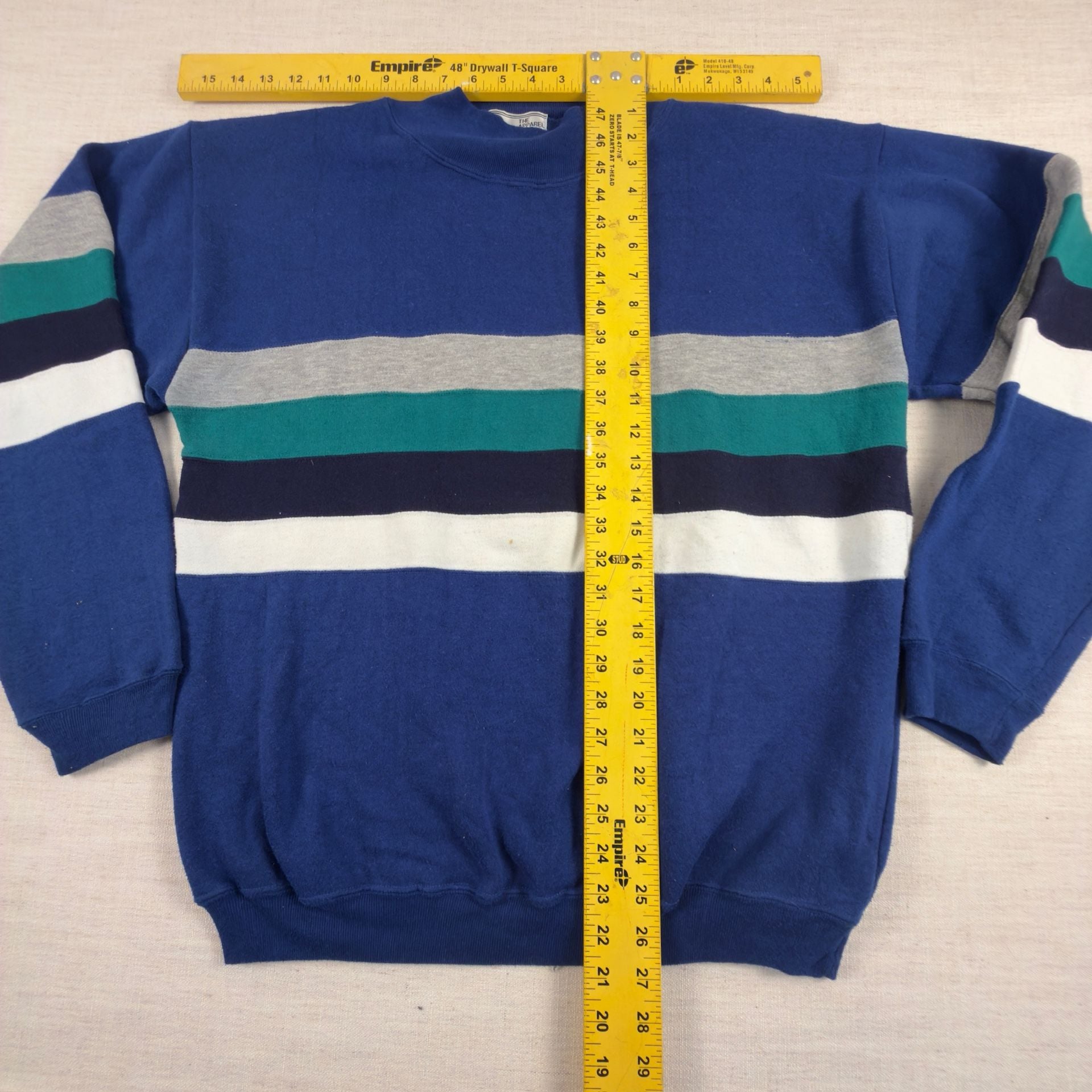 Vintage The Apparel Zone Mock Neck Striped Sweatshirt Size L 9