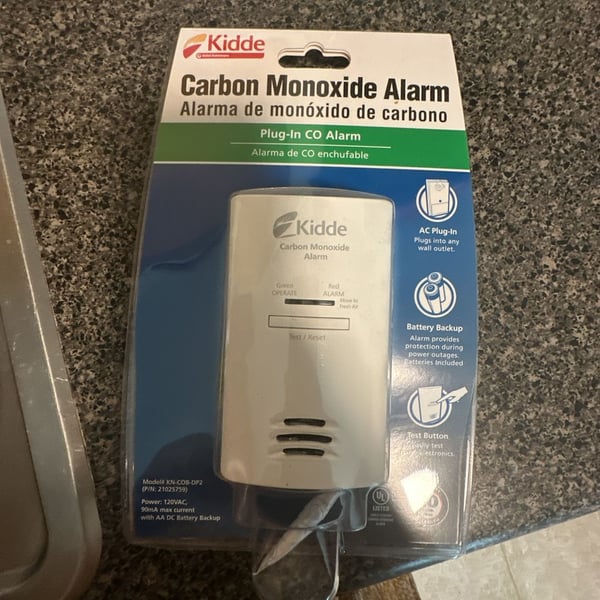 Kidde Carbon Monoxide Alarm Plug-In Model KN-COB-DP2