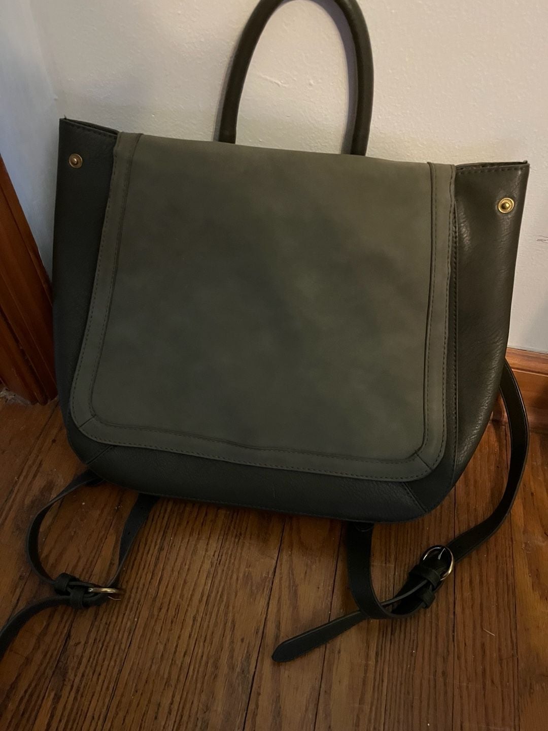 Universal Thread Olive Green Faux Leather Convertible Backpack 2