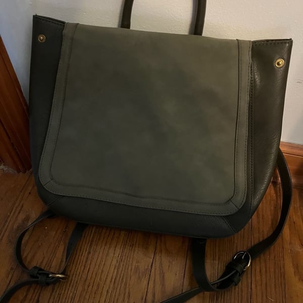 Universal Thread Olive Green Faux Leather Convertible Backpack