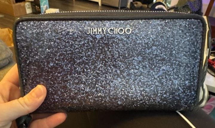 Jimmy Choo Glitter Wallet Multicolour with Black Leather Trim, 1