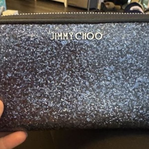 Jimmy Choo Glitter Wallet Multicolour with Black Leather Trim,