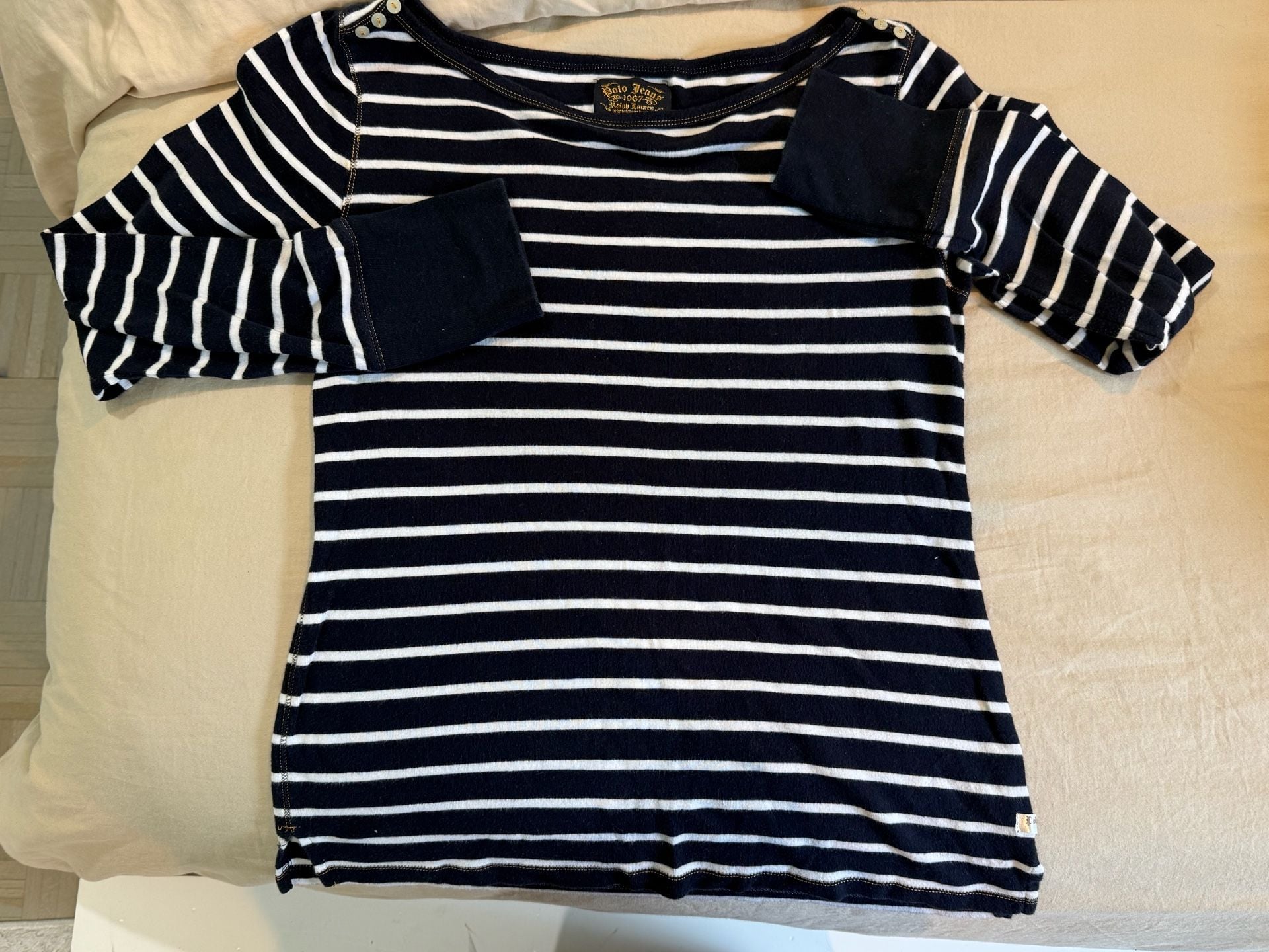 Polo Jeans Ralph Lauren Striped Long Sleeve Boat Neck Shirt 2