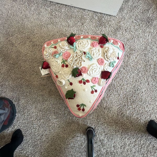 World Market Felt Strawberry Cake Slice Decorative Throw Pillow