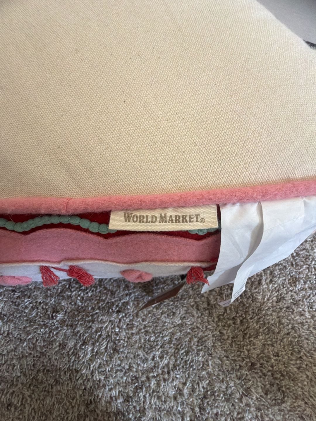 World Market Felt Strawberry Cake Slice Decorative Throw Pillow 3
