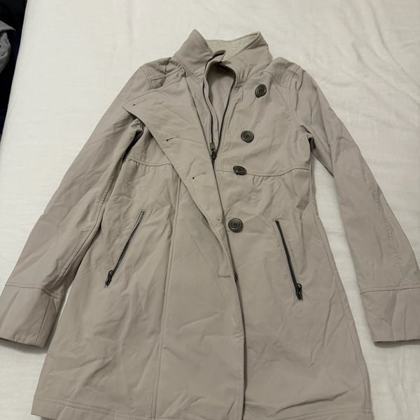 prAna Women's Beige Full Zip Button Front Trench Coat Size S