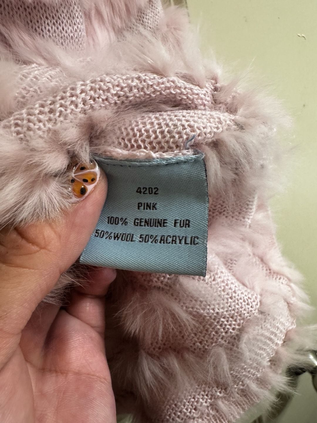 Barami Pink Genuine Fur Knit Cardigan Size XL 7