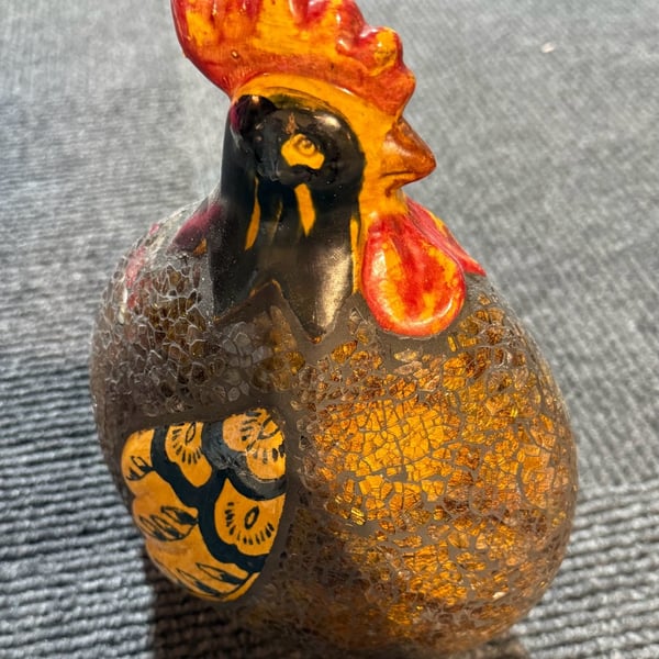 Decorative Mosaic Glass Rooster Figurine