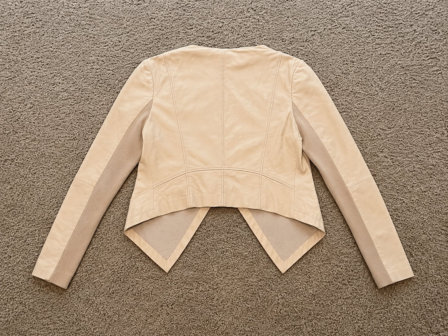 Halogen Women's Beige Leather Wrap Jacket, Size M 4